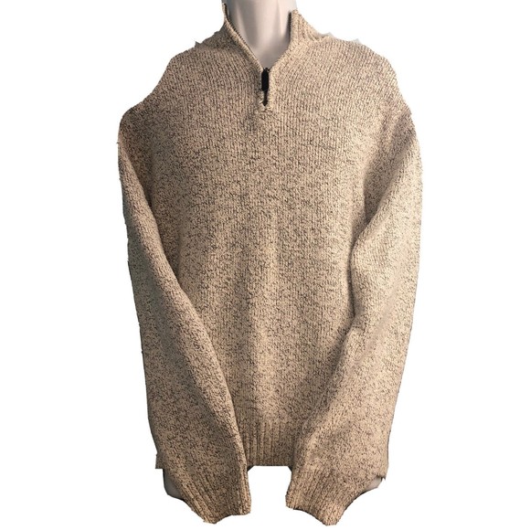 Chaps Mens Sweater/Pullover Quarter Zip Gray Size Large Cotton Blend White Black - Picture 1 of 7